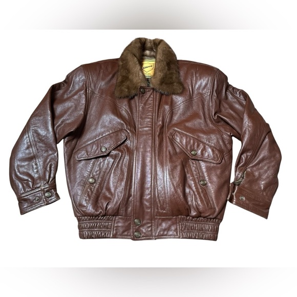 Leather Bomber With Fur Collar, small - Picture 8 of 16